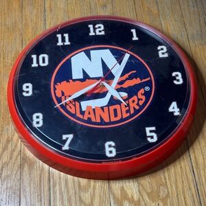 New York Islanders NHL WinCraft Quartz Wall Clock Orange Blue Hockey Decor